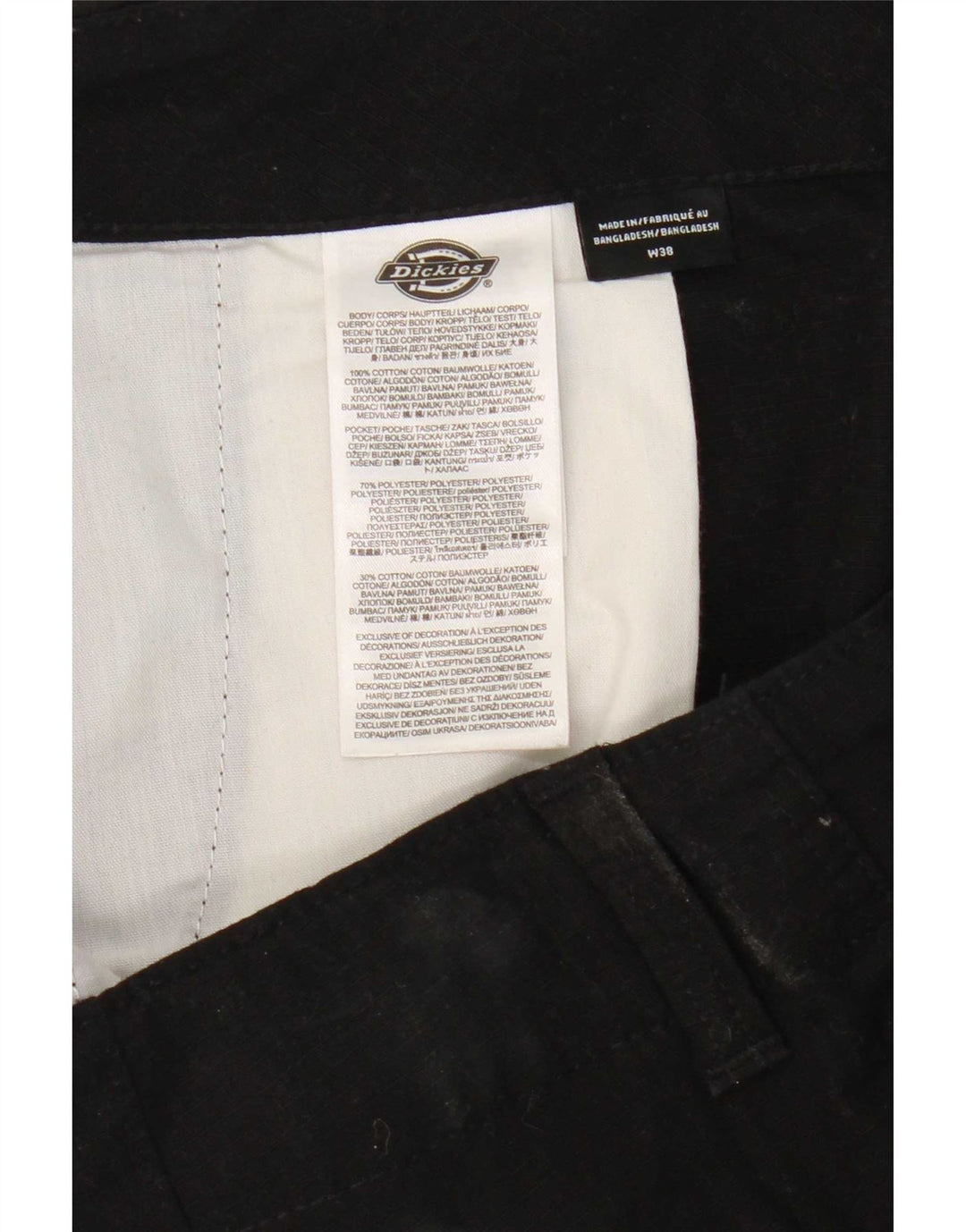 Dickies Pantalones cargo rectos para hombre W38 L32 Algodón negro