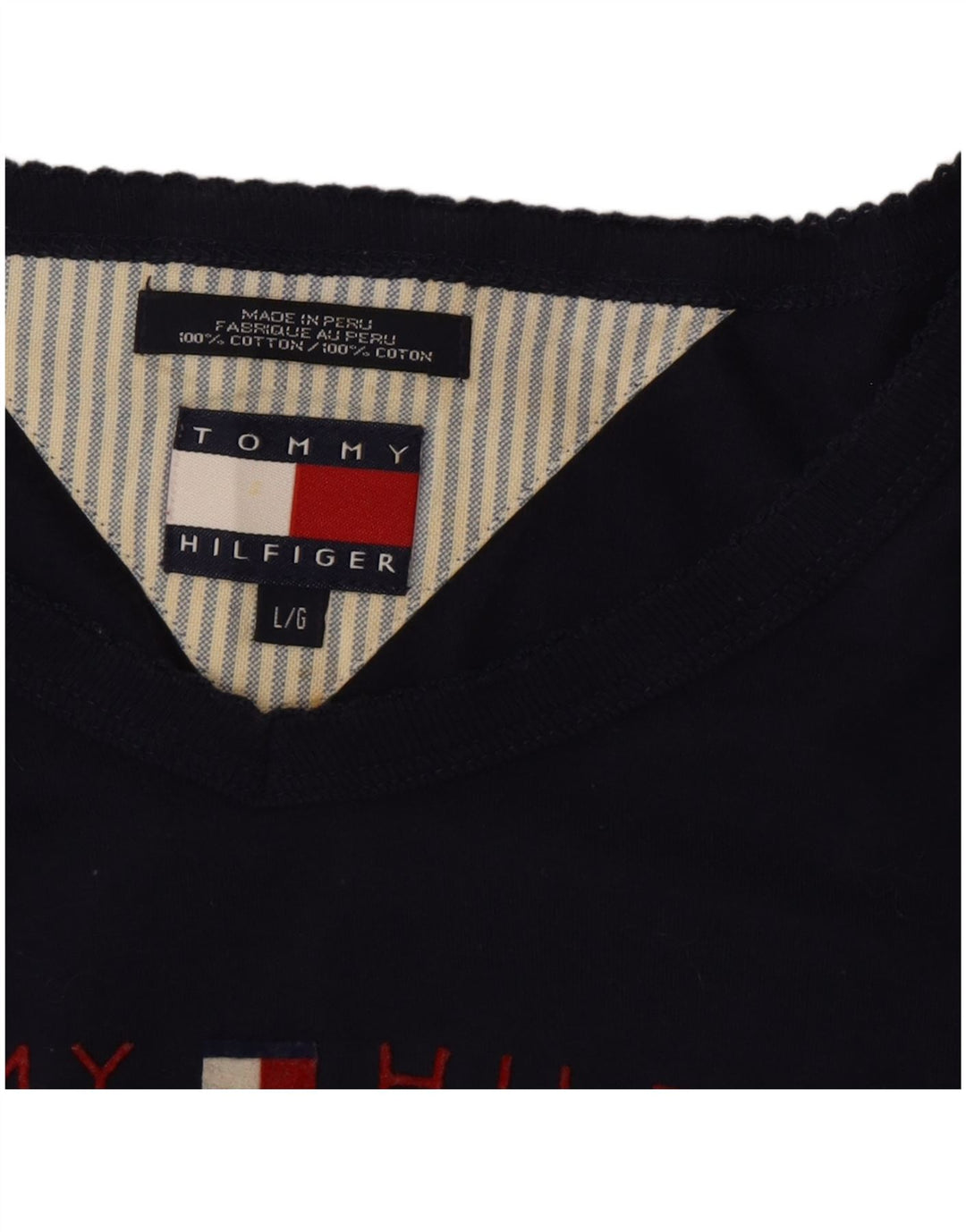 Tommy Hilfiger Top tipo túnica de manga larga con gráfico para mujer UK 40 Grande Azul marino