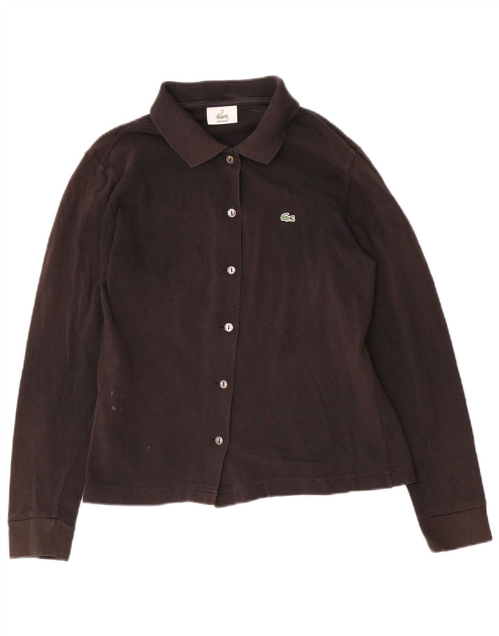 Blusa Camisa Mujer Lacoste Talla 38 Mediana Negro Algodón