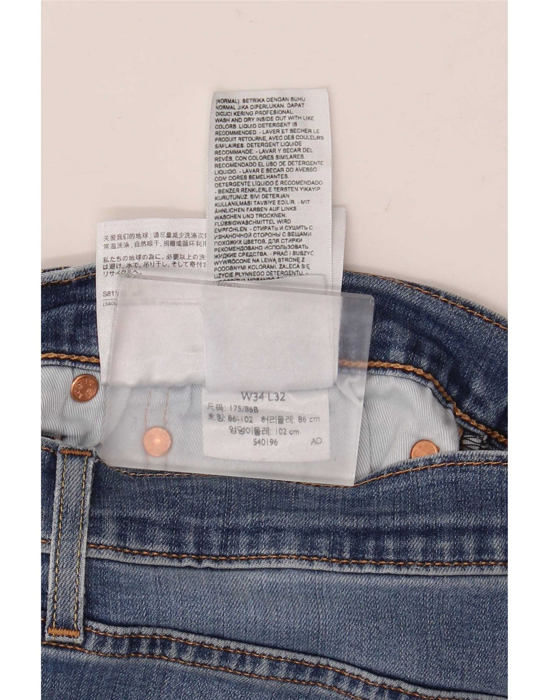 Vaqueros Levi's Hombre Slim W34 L32 Algodón Azul