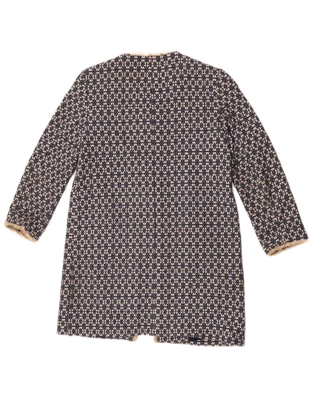 Zara Abrigo abierto para mujer UK 40 Algodón geométrico azul marino mediano