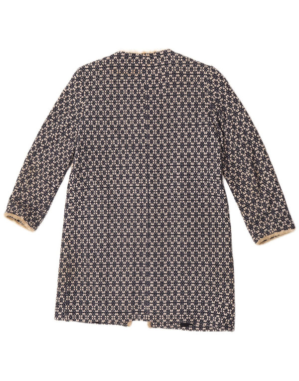 Zara Abrigo abierto para mujer UK 40 Algodón geométrico azul marino mediano