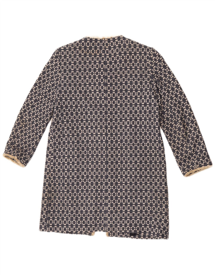 Zara Abrigo abierto para mujer UK 40 Algodón geométrico azul marino mediano