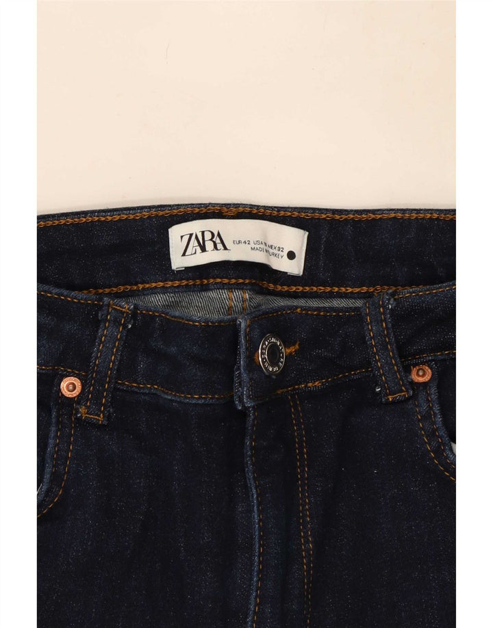 Zara Jeans Acampanados Para Mujer EU 42 Large W32 L30 Algodón Azul Marino