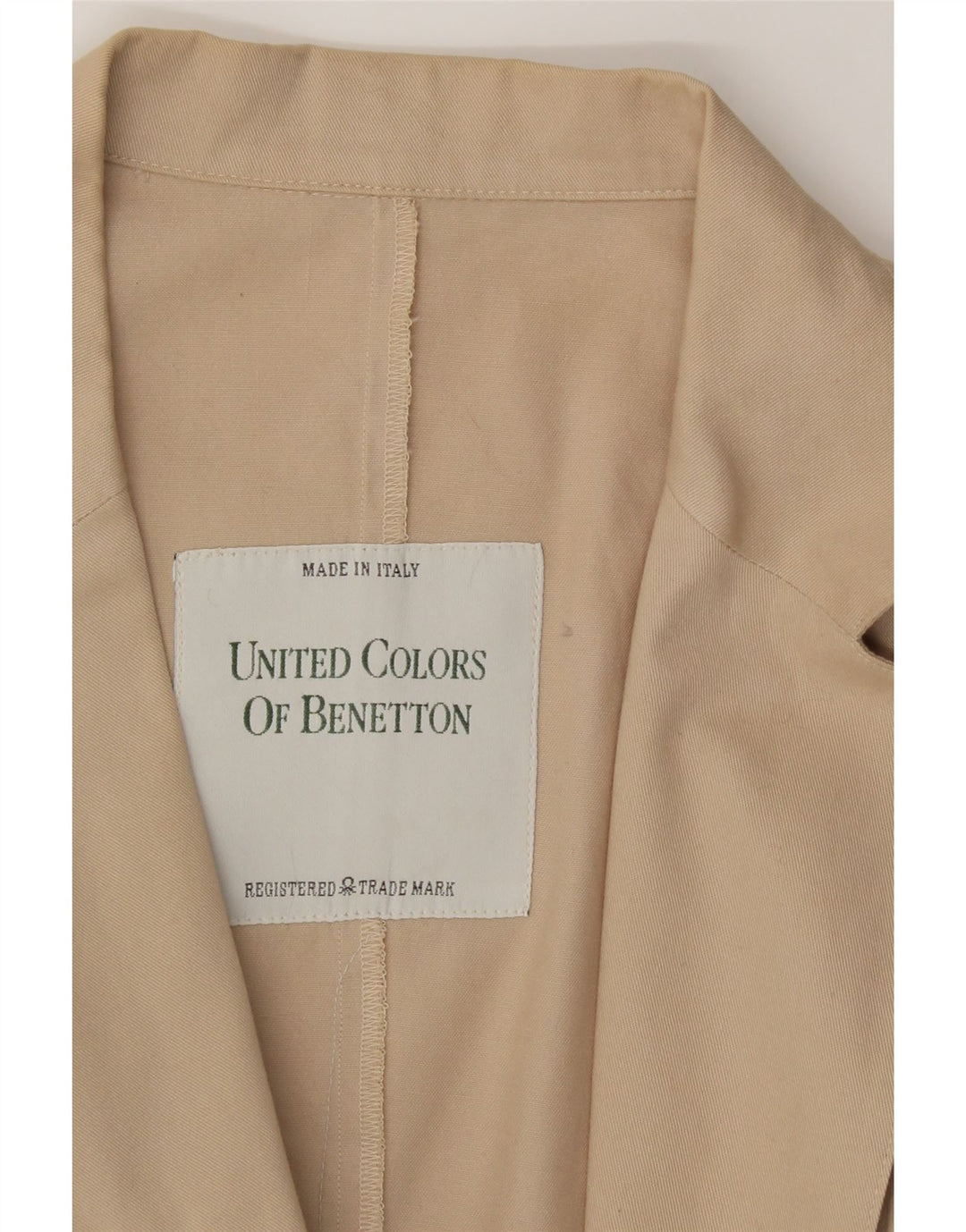 BENETTON Womens 2 Button Blazer Jacket UK 12 Medium Beige Cotton Vintage Benetton and Second-Hand Benetton from Messina Hembry 