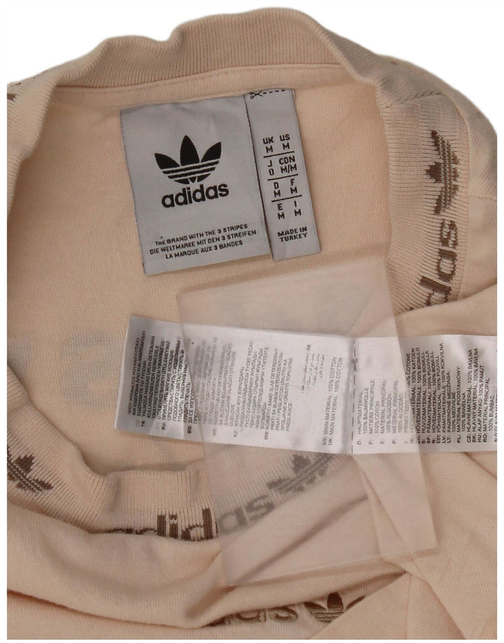 Adidas Hombre Camiseta Gráfica Top Algodón Beige Medio
