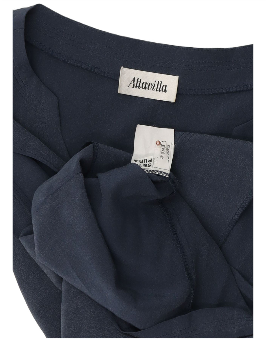 Altavilla Blusa sin mangas para mujer UK 10 Small Seda azul marino
