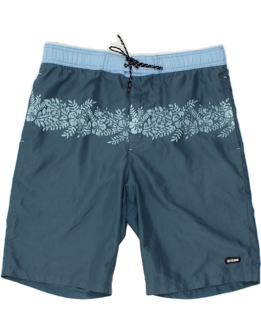 COLMAR Mens Swimming Shorts IT 48 Medium Blue Floral Polyester Vintage Colmar and Second-Hand Colmar from Messina Hembry 