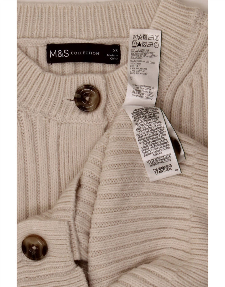 Marks & Spencer Suéter tipo cárdigan para mujer UK 6 XS Poliéster blanco