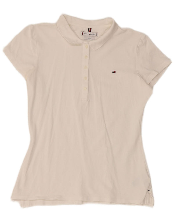 Tommy Hilfiger Polo Slim Fit para Mujer UK 10 Small White Cotton