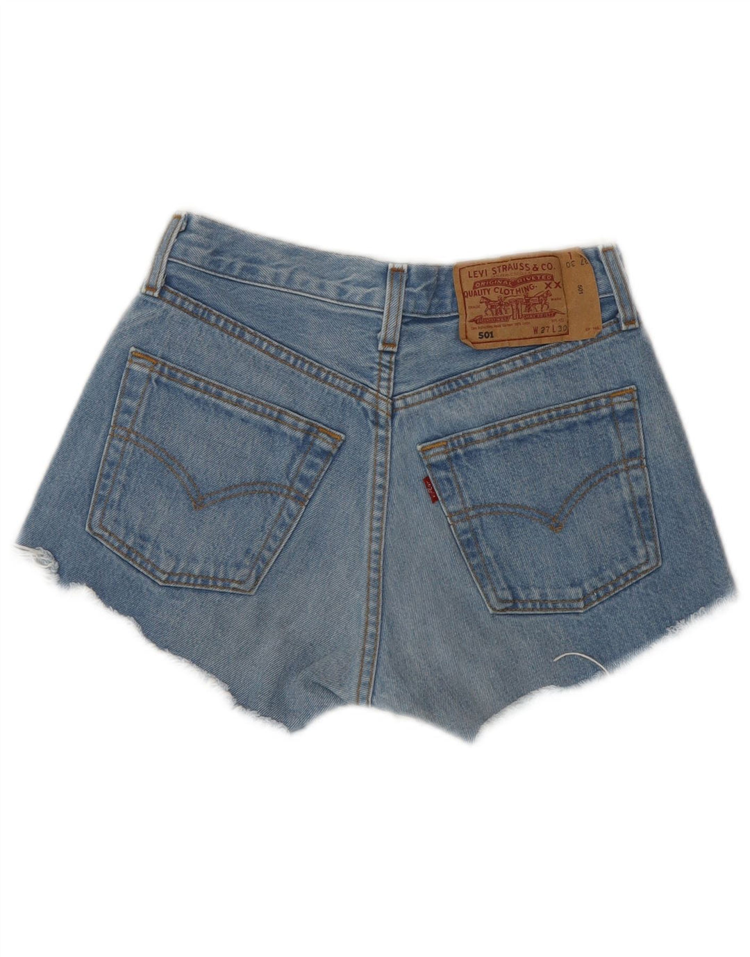 LEVI'S Mujer 501 Shorts De Mezclilla W27 Pequeño Azul Rayado Clásico