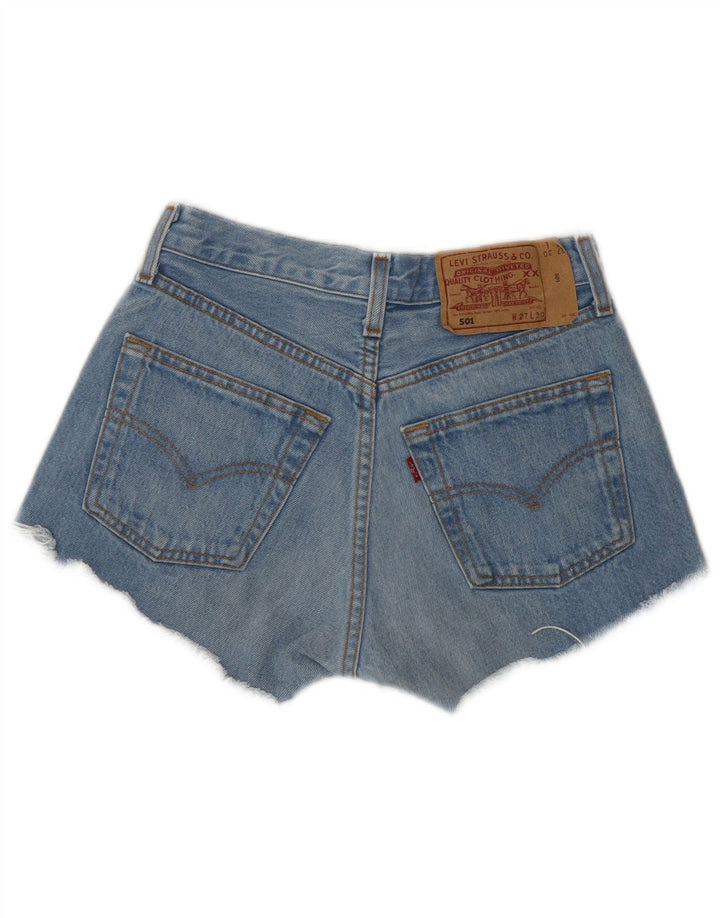 LEVI'S Mujer 501 Shorts De Mezclilla W27 Pequeño Azul Rayado Clásico