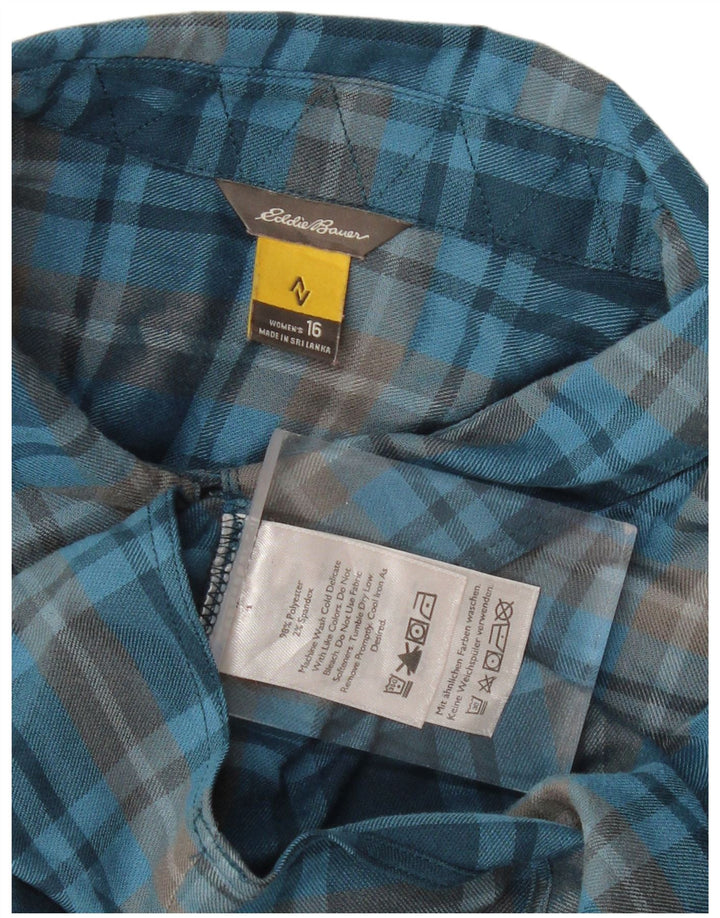 EDDIE BAUER Vestido camisero para mujer US 16 2XL Poliéster a cuadros azules