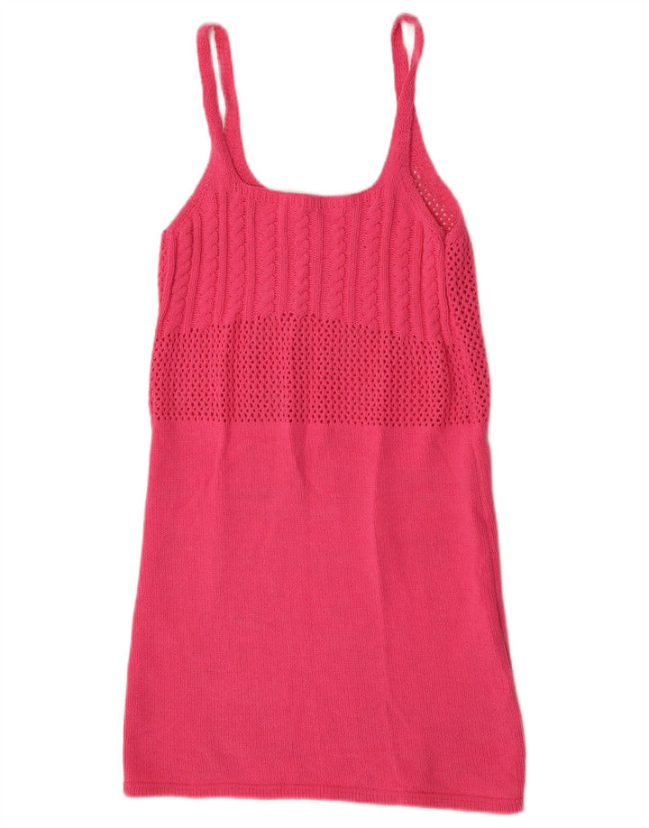 Zara Mujer Vestido De Punto UK 42 Poliéster Rosa Medio