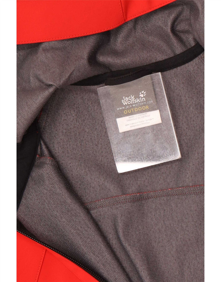Jack Wolfskin Chaqueta impermeable con capucha para hombre UK 36/38 Medium Red Colourblock