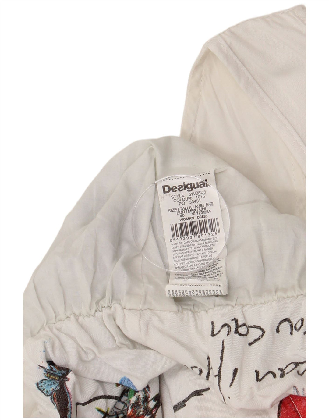 DESIGUAL Vestido de burbujas sin mangas con estampado gráfico para mujer EU 40 Medium White Floral