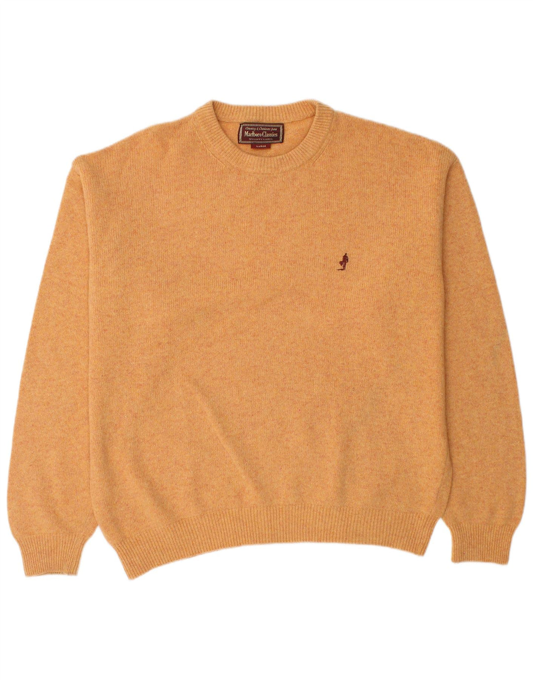 Marlboro Classics - Jersey de cuello redondo para hombre, talla grande, lana naranja