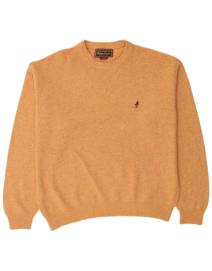 Marlboro Classics - Jersey de cuello redondo para hombre, talla grande, lana naranja