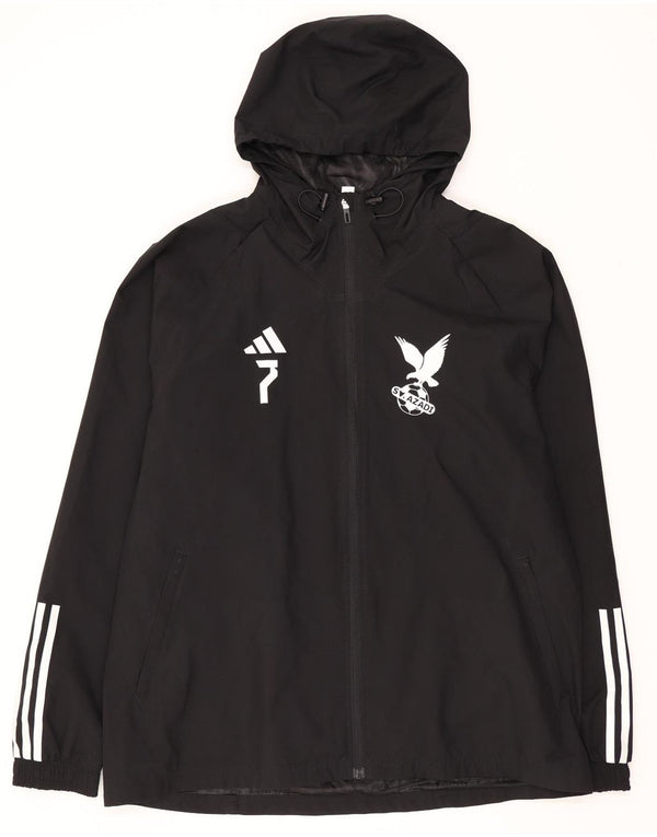 Adidas Chaqueta impermeable con capucha gráfica para hombre UK 42 XL Poliéster negro