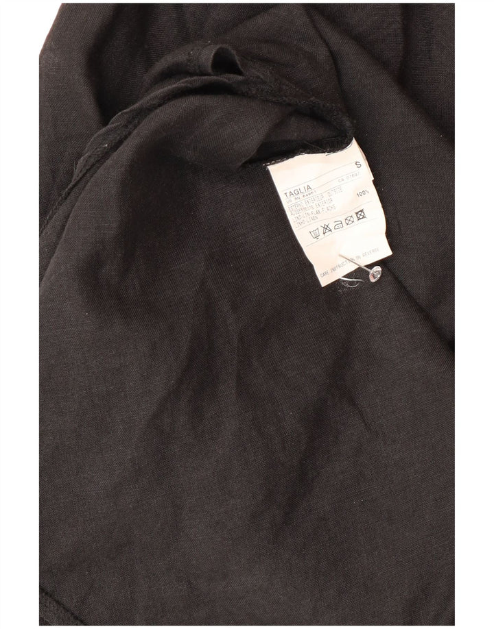 Benetton Blusa De Manga 3/4 Para Mujer UK 40 Small Lino Negro