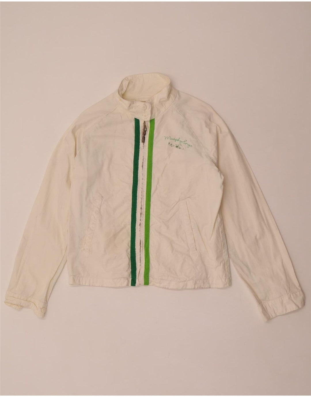 Murphy & Nye Chaqueta bomber gráfica para mujer UK 46 Grande Algodón blanco