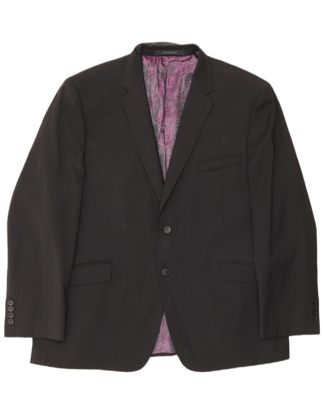 Ted Baker Chaqueta Blazer Slim Fit con 2 Botones para Hombre UK 46 3XL Lana Negra