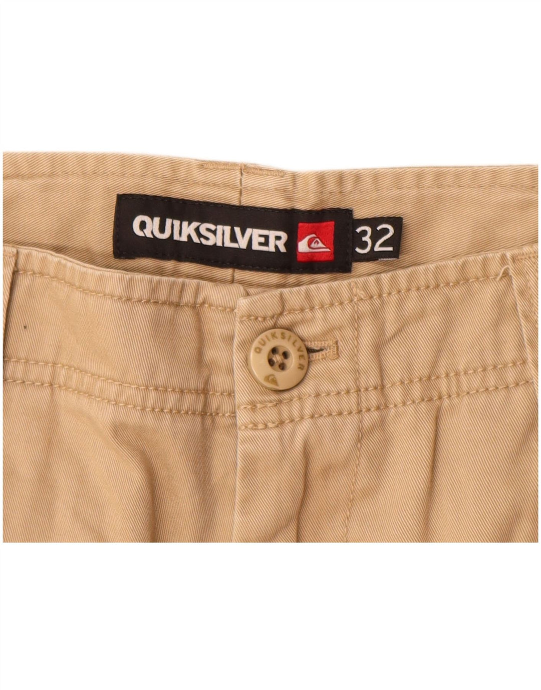 QUIKSILVER Shorts Cargo Hombre W32 Algodón Beige Medio