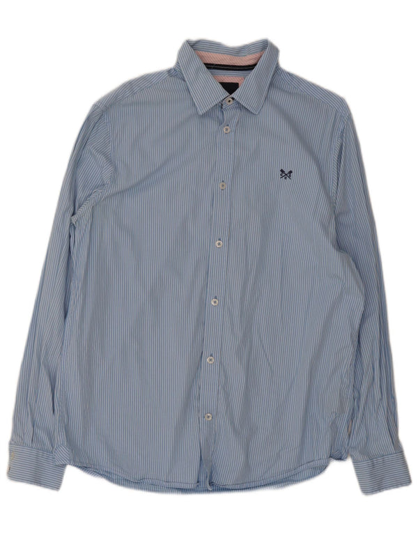 Crew Clothing Camisa de corte clásico para hombre Algodón a rayas azul medio