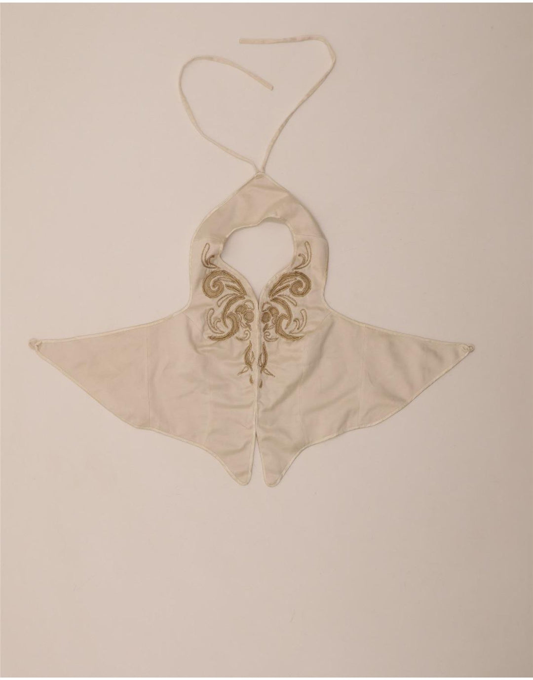 VINTAGE Mujeres Patrón Abstracto Crop Halter Top Reino Unido 12 Blanco Medio