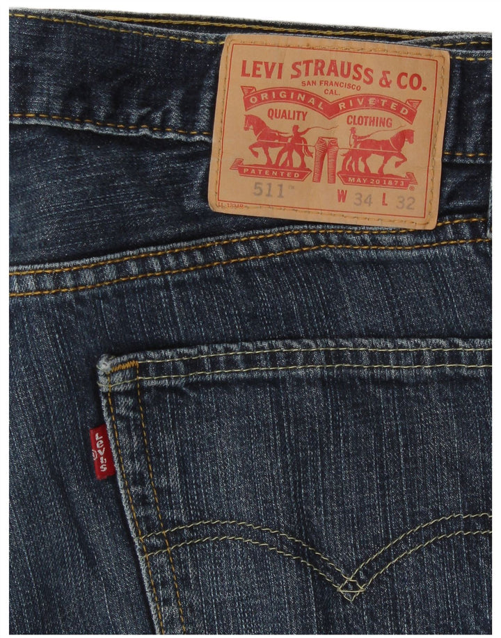 Levi's Hombre 511 Slim Jeans W34 L32 Algodón Azul