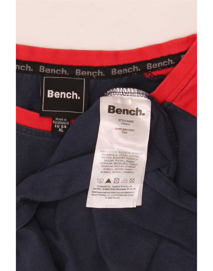 Bench Hombre Top gráfico manga larga XL Azul marino Colorblock Algodón
