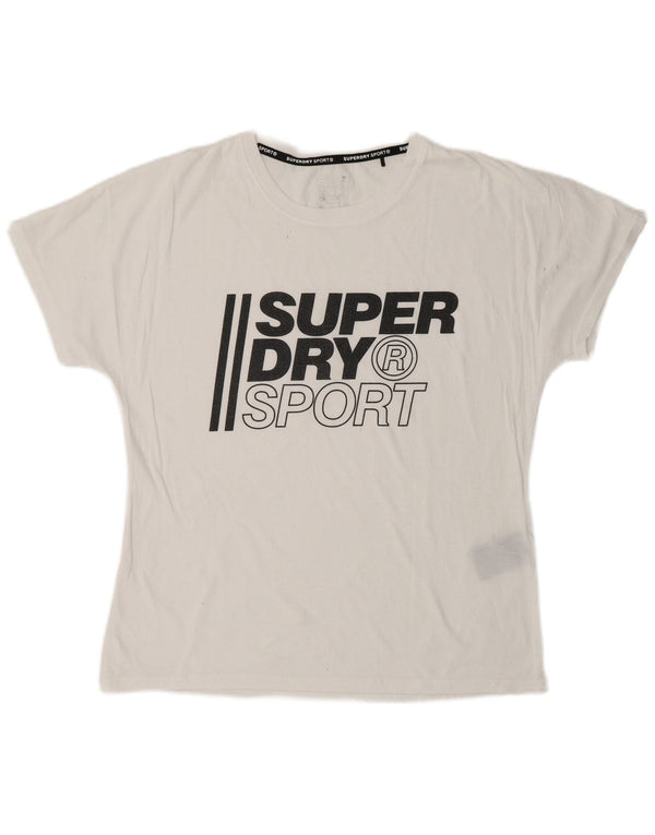 SUPERDRY Camiseta gráfica para mujer Top UK 40 Medio Blanco Poliéster