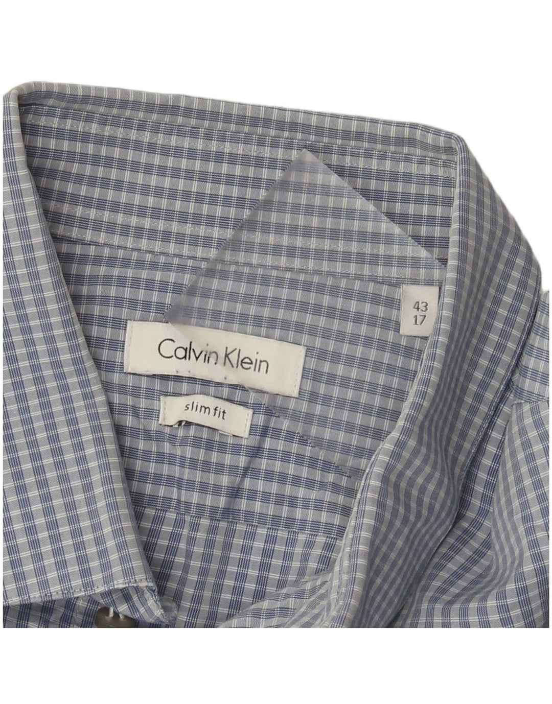 Camisa Calvin Klein Slim Fit para hombre Talla 43 17 XL Cuadros azules