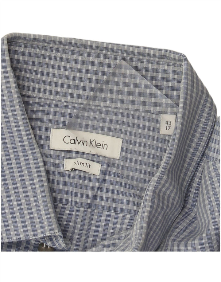 Camisa Calvin Klein Slim Fit para hombre Talla 43 17 XL Cuadros azules