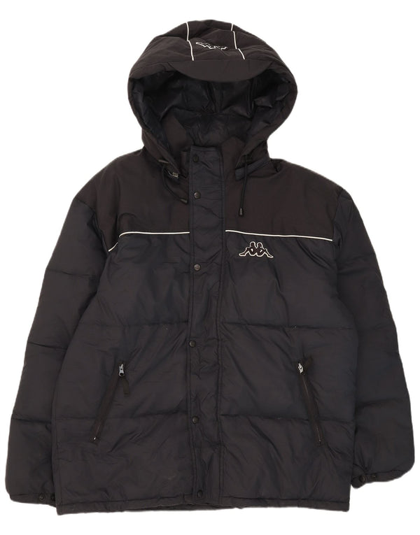Kappa - Chaqueta acolchada con capucha para hombre, talla 42, XL, nailon azul marino