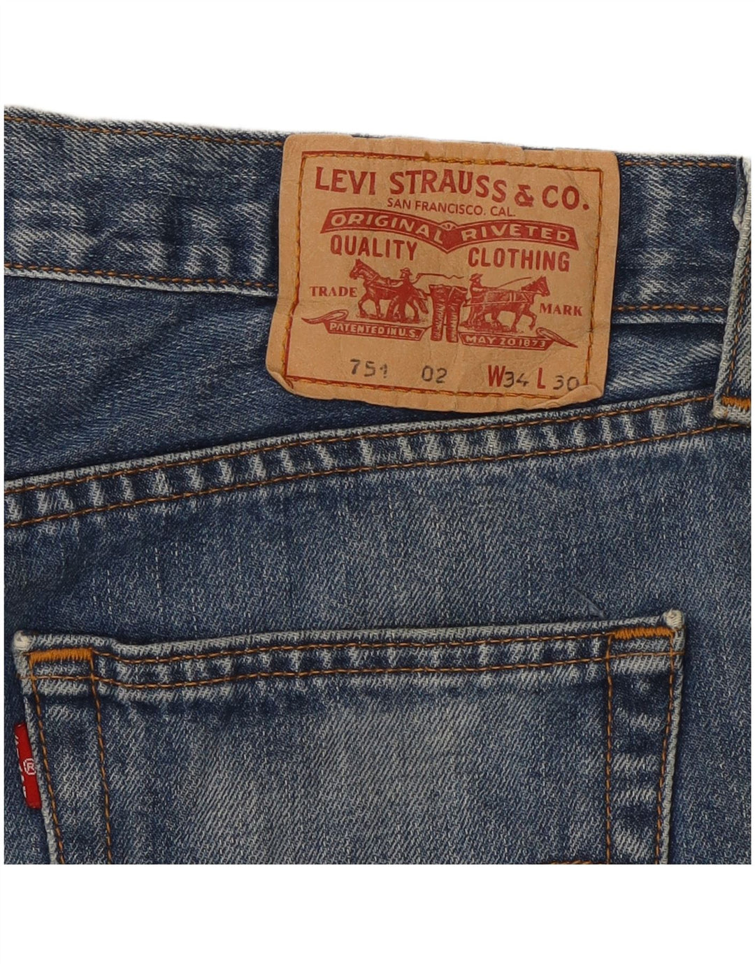 LEVI'S Vaqueros rectos 751 para hombre W34 L30 Azul