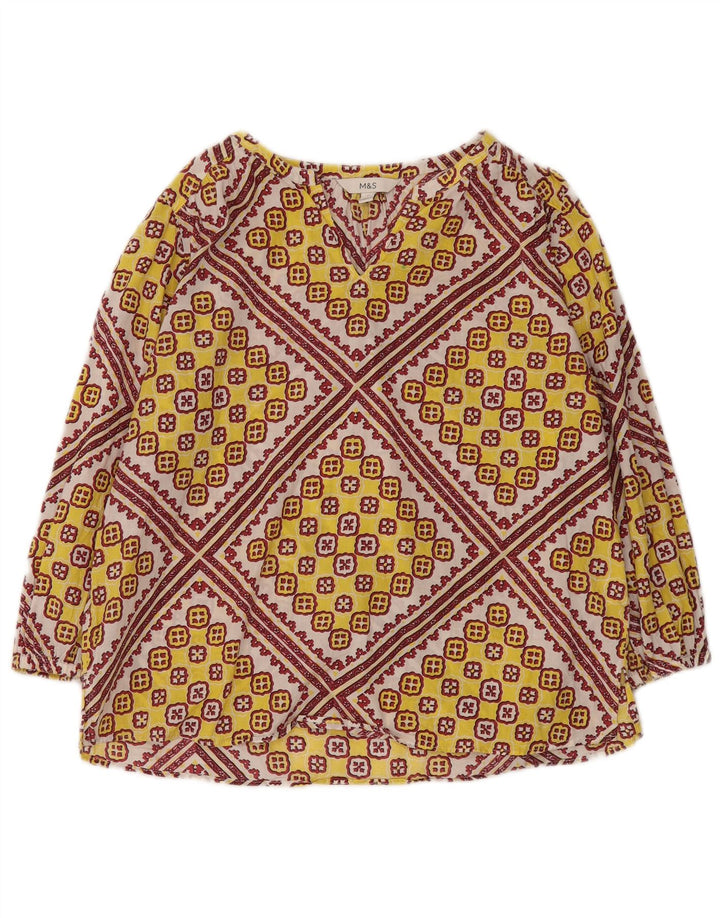 Marks & Spencer Blusa de manga 3/4 para mujer UK 42 Medio Amarillo Geométrico