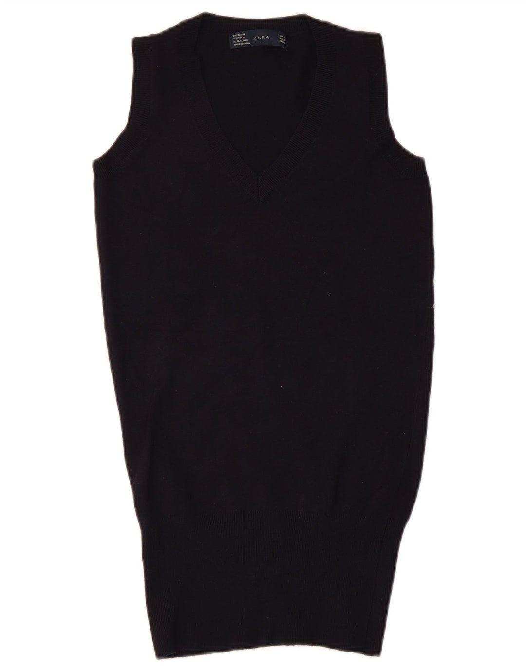 Zara Mujer Chaleco Tank Top UK 8 Small Azul Marino Rayón