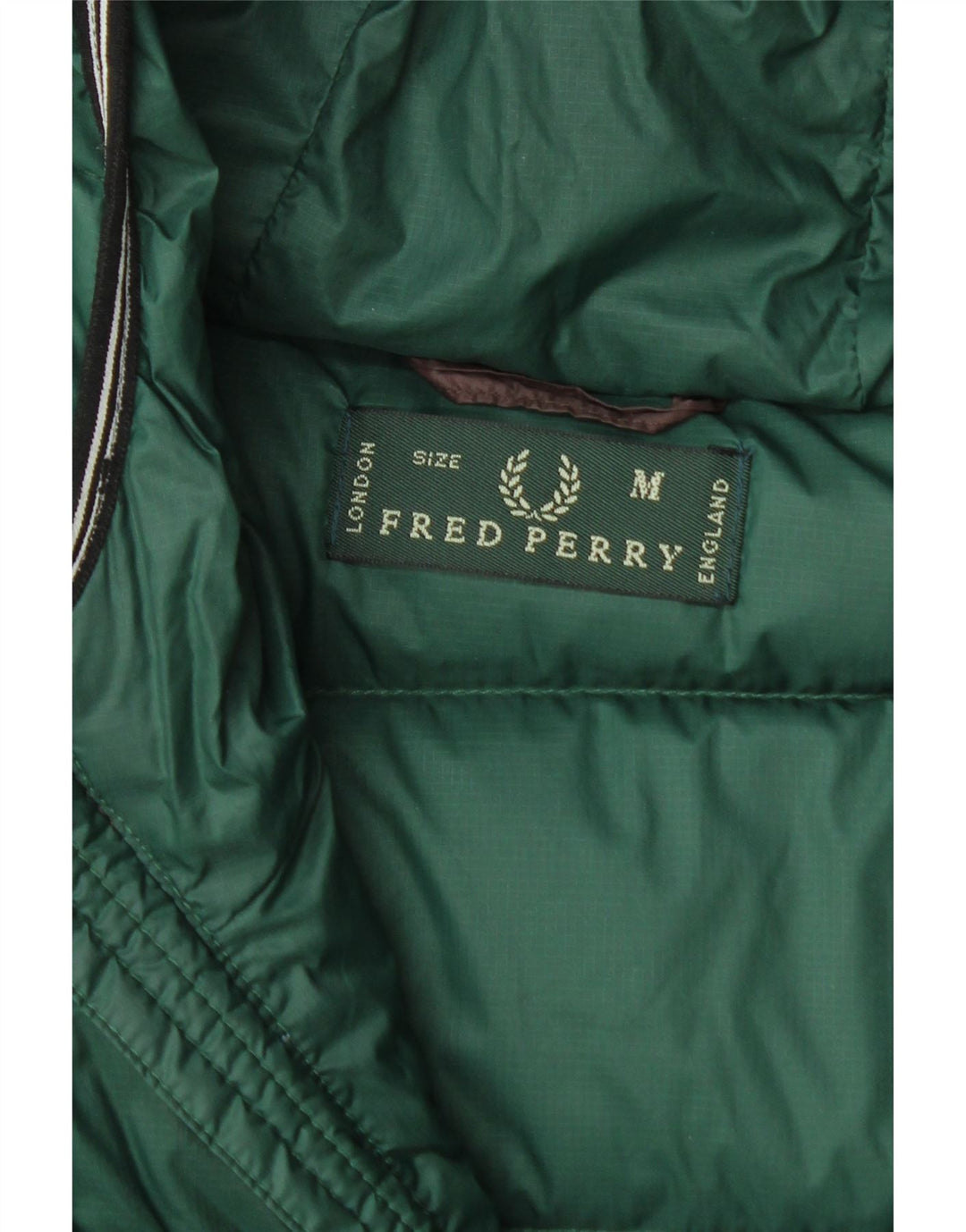 Fred Perry Chaqueta Acolchada Con Capucha Para Hombre UK 38 Nylon Color Block Marrón Medio