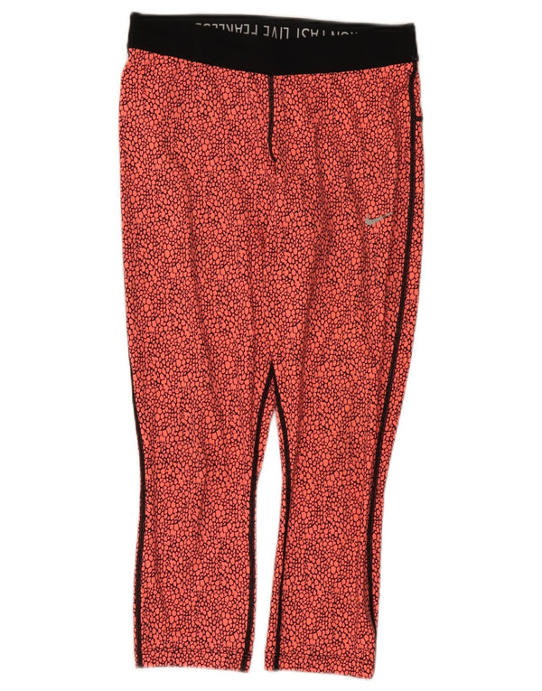 Nike Leggings cortos Dri Fit para mujer UK 10 Small Red Animal Print Poliéster