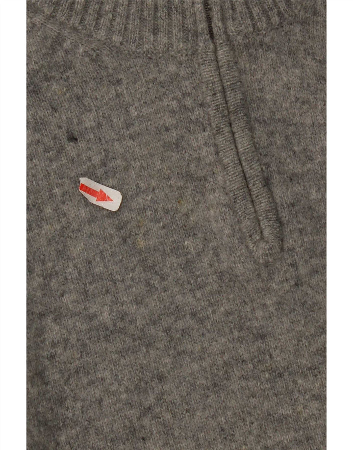 Kappa - Jersey para hombre con cuello y cremallera, talla 2XL, lana virgen moteada gris
