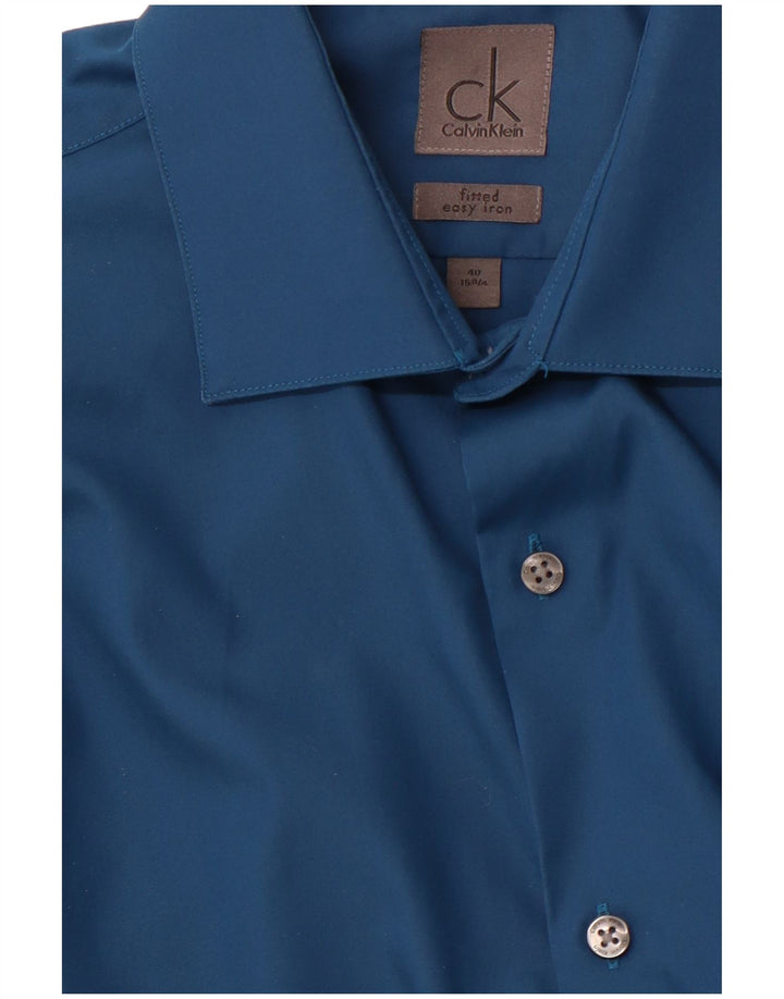 Camisa ajustada para hombre CALVIN KLEIN Talla 40 15 3/4 Azul medio