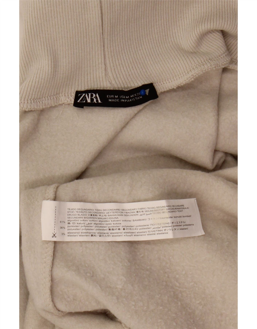 Zara Mujer Roll Neck Sudadera Jumper UK 44 Medio Beige Algodón