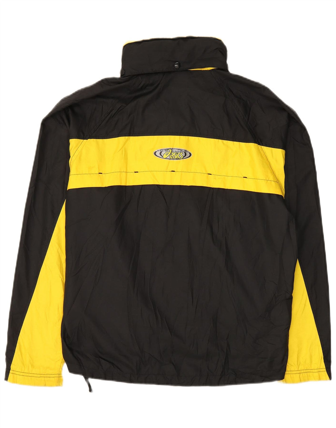 ASICS Chaqueta impermeable con capucha para hombre UK 40 Large Black Colourblock