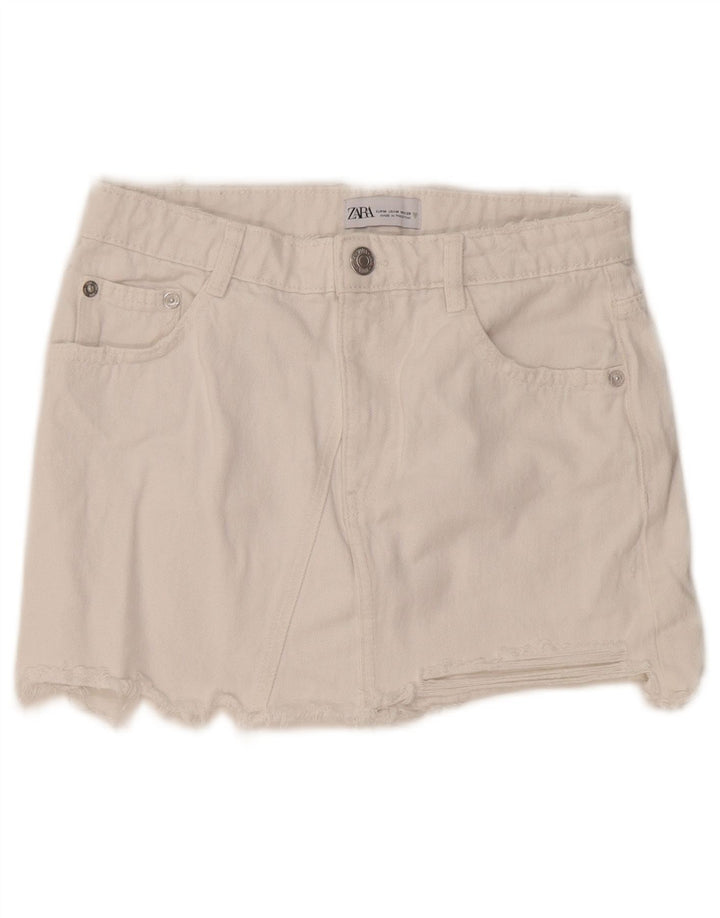 Zara Mujer Mini Falda Vaquera Mediana W28 Blanco