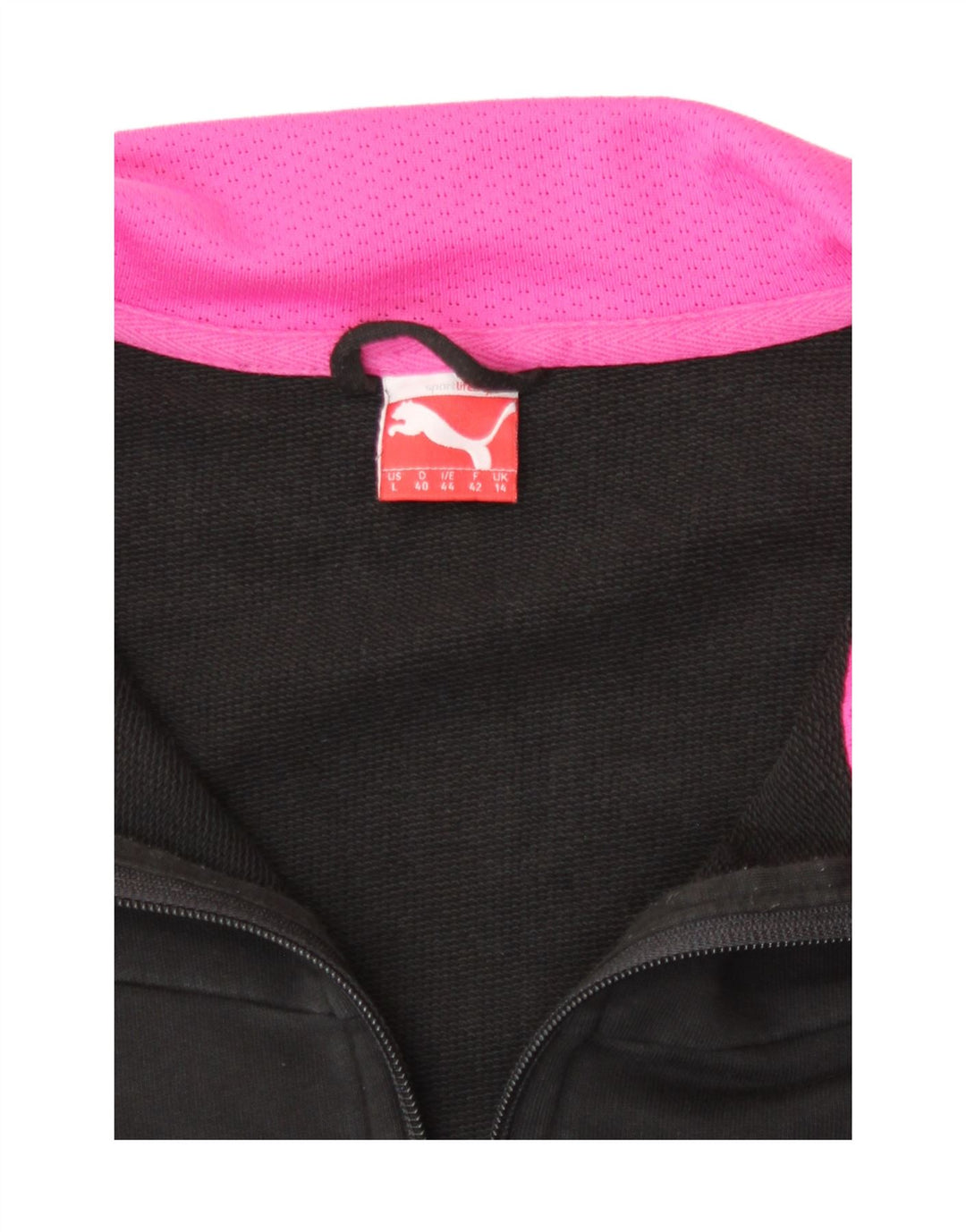 Puma Mujer Gráfico Chándal Top Chaqueta UK 14 Mediano Negro
