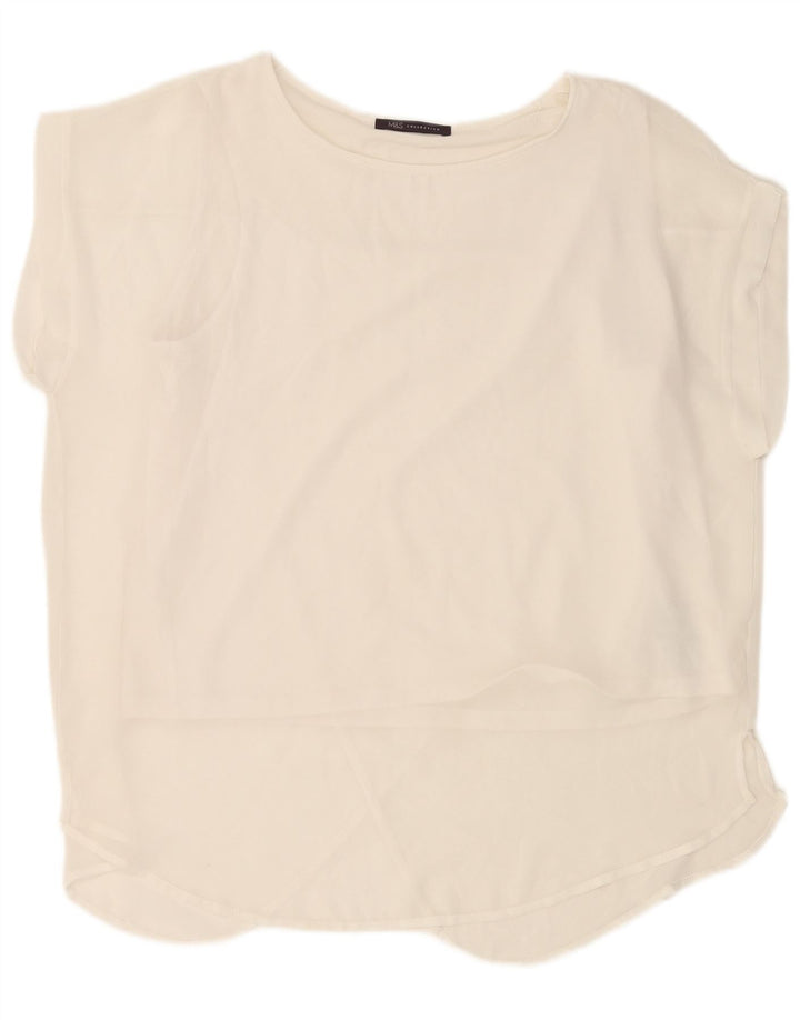 Marks & Spencer Blusa para Mujer Top UK 18 XL Poliéster Blanco Roto
