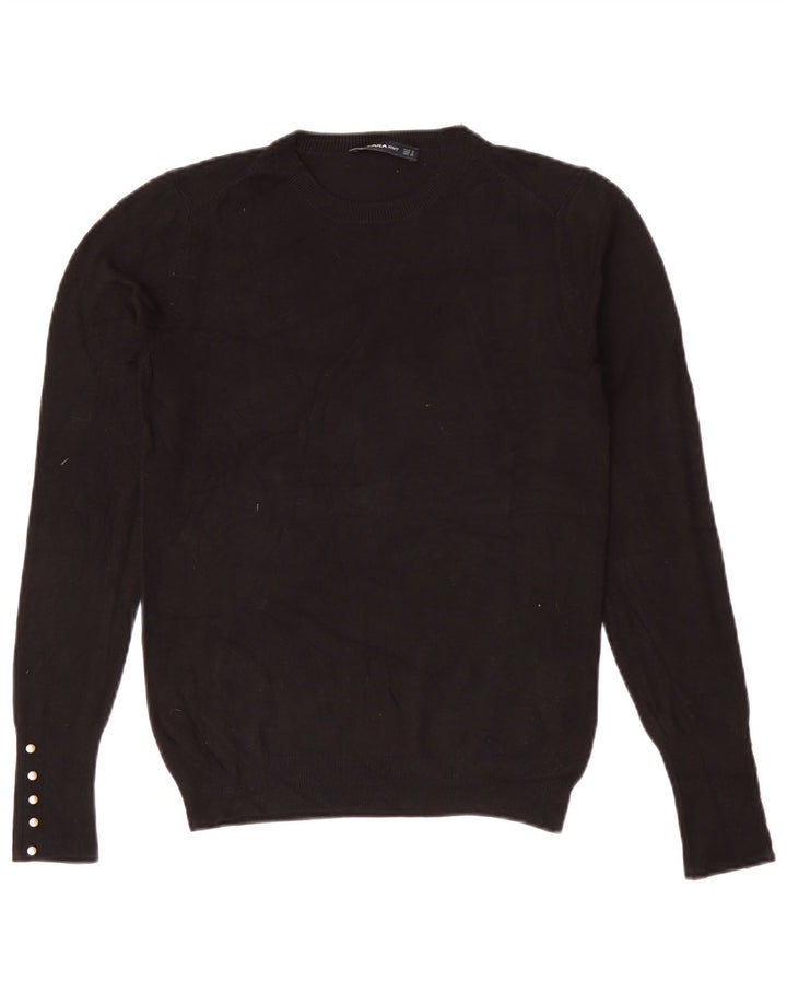 Zara - Jersey de cuello redondo para mujer, talla 40, viscosa negra mediana