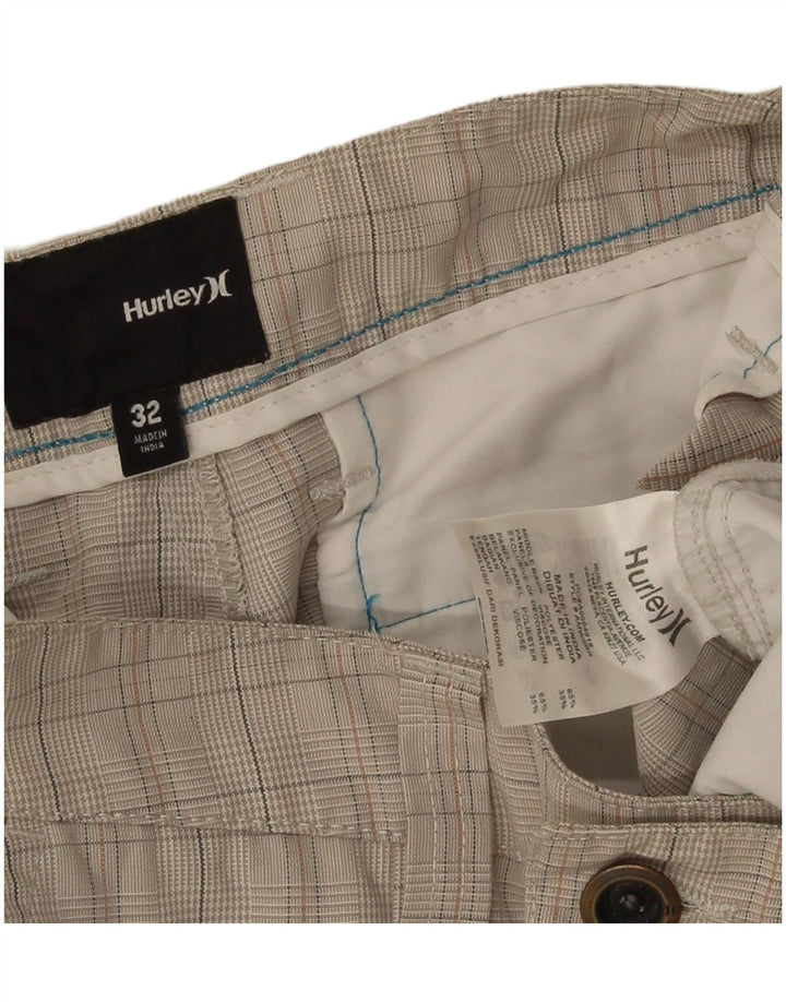 Hurley Shorts Cargo Hombre W32 Poliéster A Cuadros Gris Medio