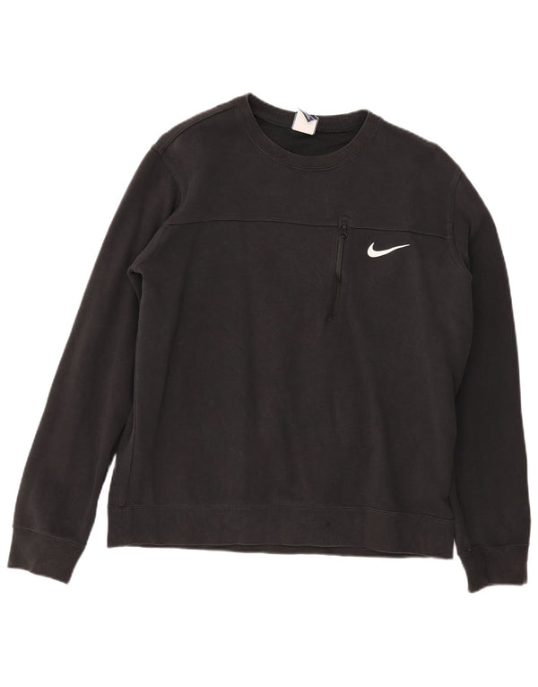 Nike Mujer Sudadera Jumper UK 44 Grande Negro Algodón Deportes